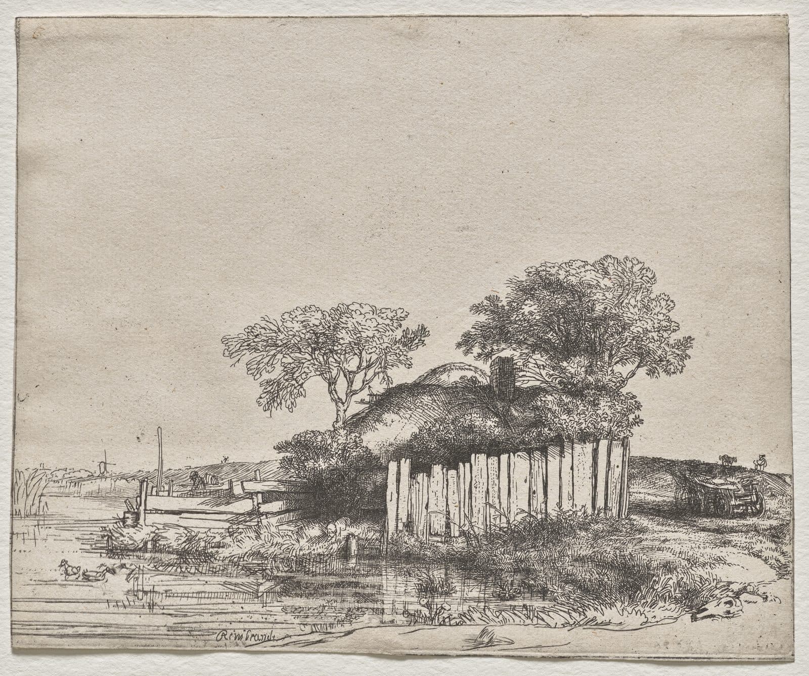 Etching of a cottage